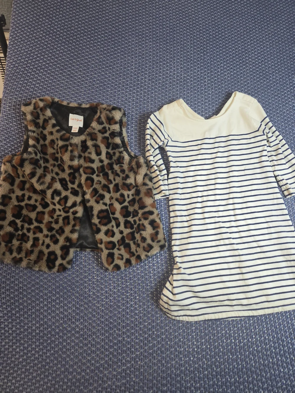 Cat & Jack Faux Fur Leopard Print Vest Crazy 8 Striped Tunic Top